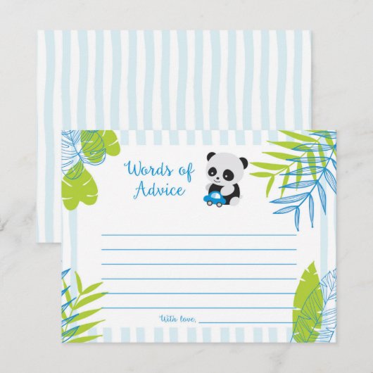 Cute Panda Boy Baby shower Words of Advice Kaarten (Voorkant / Achterkant)