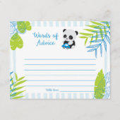Cute Panda Boy Baby shower Words of Advice Kaarten (Voorkant)