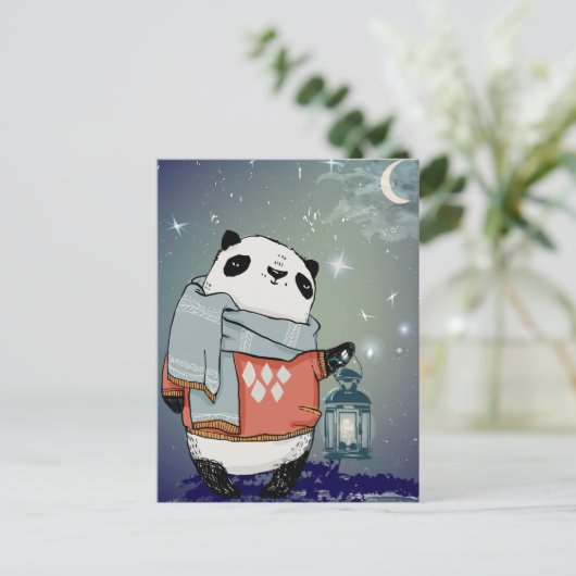 Cute Panda Briefkaart (Staand voorkant)