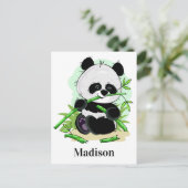 Cute Panda, briefkaart met aangepaste naam (Staand voorkant)