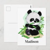 Cute Panda, briefkaart met aangepaste naam (Voorkant / Achterkant)