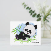 Cute Panda, briefkaart met aangepaste naam (Staand voorkant)