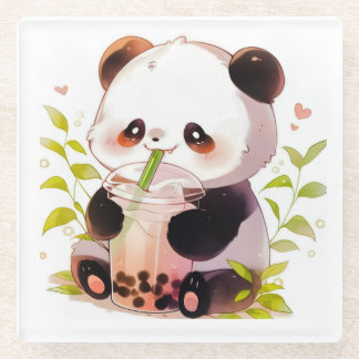 Cute Panda Bubble Tea Onderzetter | Kawaii Boba Pa