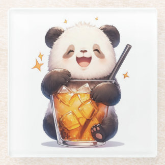 Cute Panda Bubble Tea Onderzetter | Kawaii Boba Pa