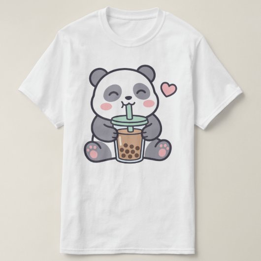 Cute Panda Bubble Tea Value T-shirt (Design voorkant)