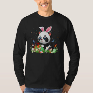 Cute Panda Bunny Egg Hunting Colorful Egg Happy Ea T-shirt