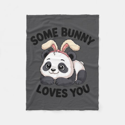 Cute Panda Bunny Some Bunny Loves You  Fleece Deken (Voorkant)