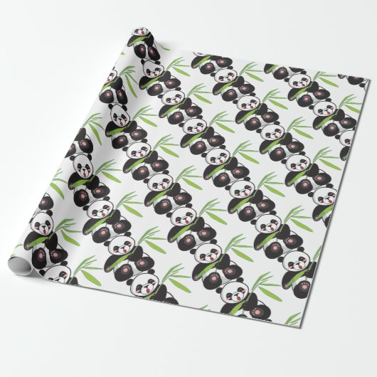 Cute Panda Cadeaupapier (Uitgerold)