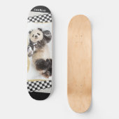 Cute Panda Checkered Modern Collage Custom Name Persoonlijk Skateboard (Voorkant)