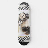 Cute Panda Checkered Modern Collage Custom Name Persoonlijk Skateboard (Voorkant)