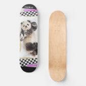 Cute Panda Checkered Modern Collage Custom Name Persoonlijk Skateboard (Voorkant)
