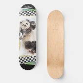 Cute Panda Checkered Modern Collage Custom Name Persoonlijk Skateboard (Voorkant)