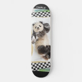 Cute Panda Checkered Modern Collage Custom Name Persoonlijk Skateboard (Voorkant)