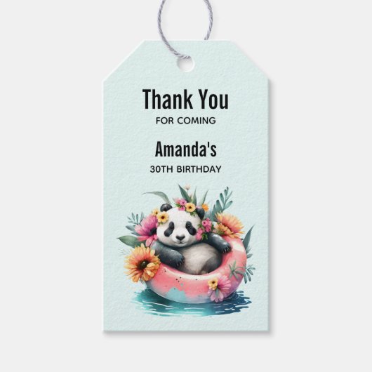 Cute Panda Chilling in een Bedankt voor binnenbuis Cadeaulabel (Voorkant)