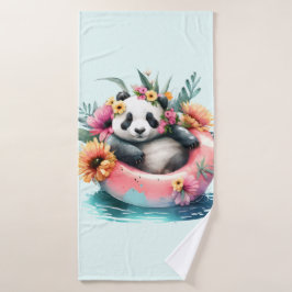 Cute Panda Chilling in een binnenbuis Bad Handdoek