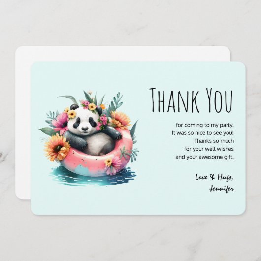 Cute Panda Chilling in een binnenbuis Bedankkaart (Voorkant / Achterkant)