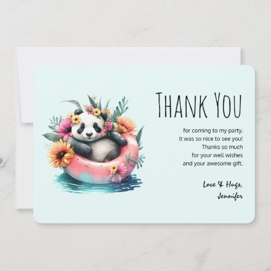 Cute Panda Chilling in een binnenbuis Bedankkaart (Voorkant)