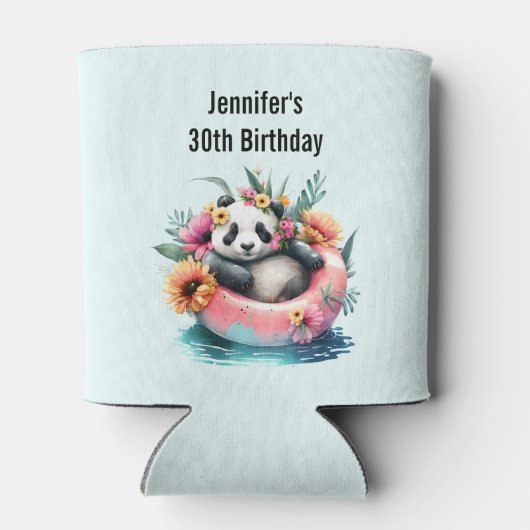 Cute Panda Chilling in een binnenbuis Blikjeskoeler (Achterkant)