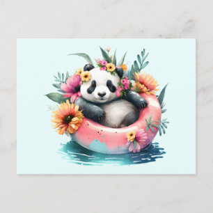 Cute Panda Chilling in een binnenbuis Briefkaart