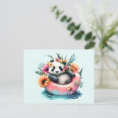 Cute Panda Chilling in een binnenbuis Briefkaart (Staand voorkant)