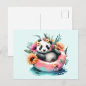 Cute Panda Chilling in een binnenbuis Briefkaart (Voorkant / Achterkant)