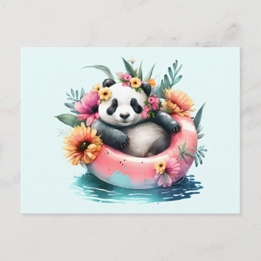 Cute Panda Chilling in een binnenbuis Briefkaart (Voorkant)