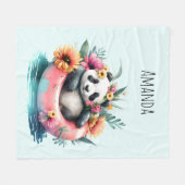 Cute Panda Chilling in een binnenbuis Fleece Deken (Voorkant (Horizontaal))