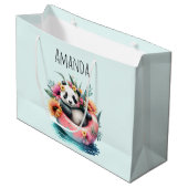Cute Panda Chilling in een binnenbuis Groot Cadeauzakje (Voorkant Gekanteld)