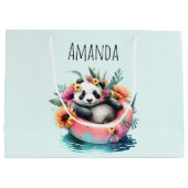 Cute Panda Chilling in een binnenbuis Groot Cadeauzakje (Achterkant)