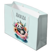 Cute Panda Chilling in een binnenbuis Groot Cadeauzakje (Achterkant Gekanteld)