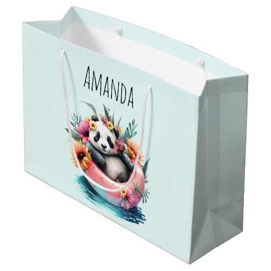 Cute Panda Chilling in een binnenbuis Groot Cadeauzakje (Achterkant Gekanteld)