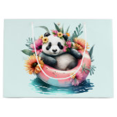 Cute Panda Chilling in een binnenbuis Groot Cadeauzakje (Voorkant)