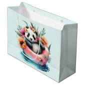 Cute Panda Chilling in een binnenbuis Groot Cadeauzakje (Voorkant Gekanteld)