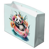 Cute Panda Chilling in een binnenbuis Groot Cadeauzakje (Achterkant Gekanteld)