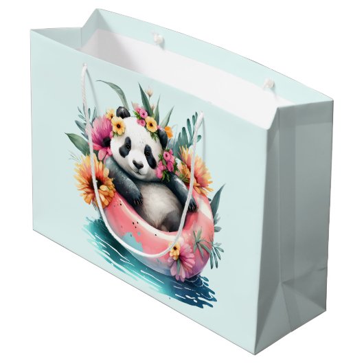 Cute Panda Chilling in een binnenbuis Groot Cadeauzakje (Achterkant Gekanteld)