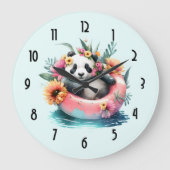 Cute Panda Chilling in een binnenbuis Grote Klok (Voorkant)