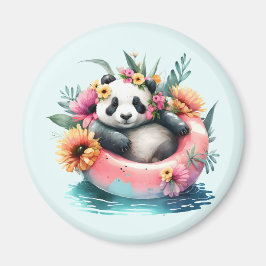 Cute Panda Chilling in een binnenbuis Magneet