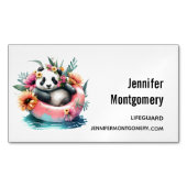 Cute Panda Chilling in een binnenbuis Magnetisch Visitekaartje (Voorkant)