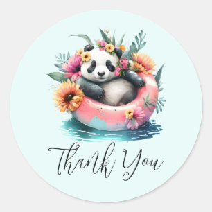 Cute Panda Chilling in een binnenbuis Ronde Sticker