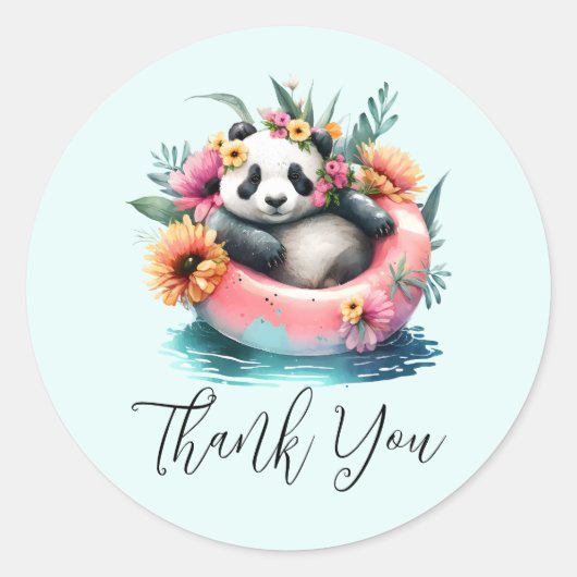 Cute Panda Chilling in een binnenbuis Ronde Sticker (Voorkant)