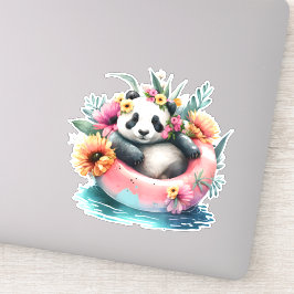Cute Panda Chilling in een binnenbuis Sticker