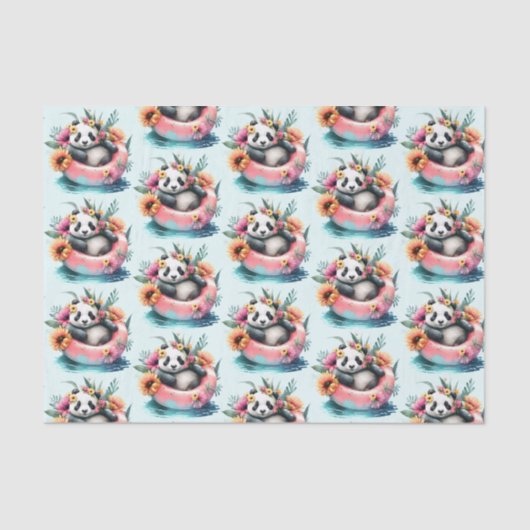 Cute Panda Chilling in een binnenbuis Tissuepapier (Voorkant)