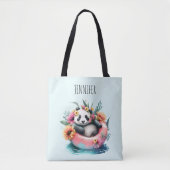 Cute Panda Chilling in een binnenbuis Tote Bag (Voorkant)