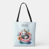 Cute Panda Chilling in een binnenbuis Tote Bag (Achterkant)