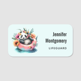 Cute Panda Chilling in een binnenbuisbeschermer Naamplaatje