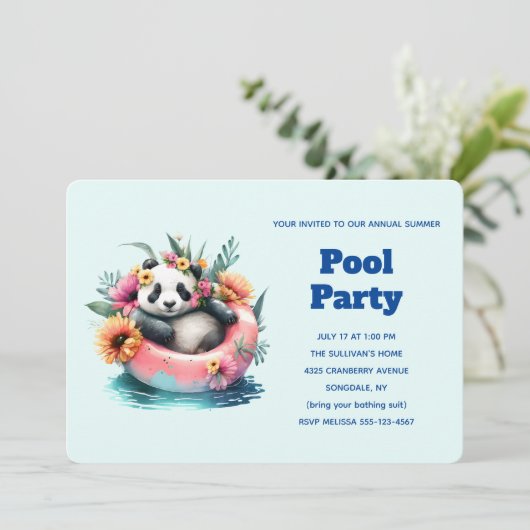 Cute Panda Chilling in een binnenste Tube Pool Par Kaart (Staand voorkant)