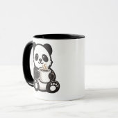Cute Panda Coffee – Kawaii Panda Holding Coffee  Mok (Voorkant links)