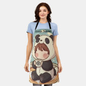 Cute Panda Coffee Kitchen Chef Apron Schort (Gedragen)