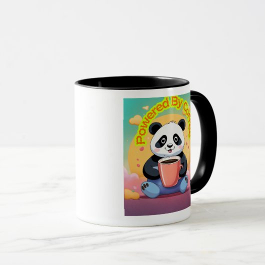 Cute Panda Coffee Mug – “Powered by Coffee”  Mok (Voorkant rechts)