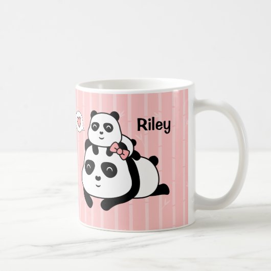 Cute Panda Cub en Mammie Kinder Gepersonaliseerde  Koffiemok (Rechts)